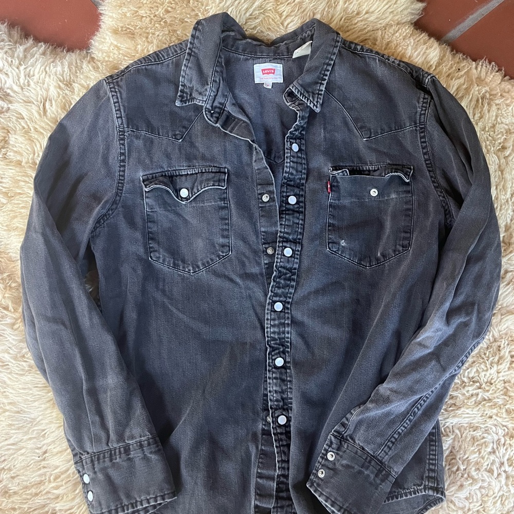 Vintage Levi's Black Denim Pearl Snap Shirt